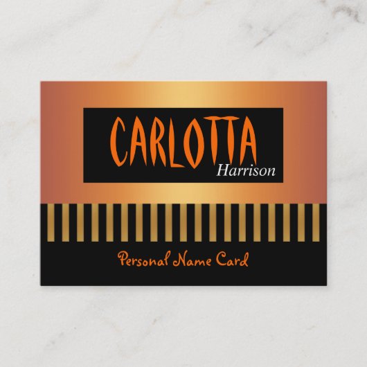 プロフィール個人名刺珈琲金ゴールド ストライプ 名刺 (正面)