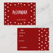 プロフィール個人名刺赤い白いレトロ 名刺 (正面/裏面)