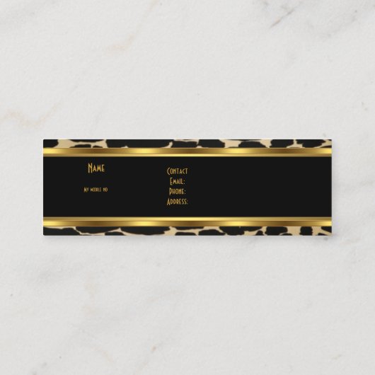 プロフィール動物金ゴールドエレガントブラッククラッシーSkinny スキニー名刺 (裏面)