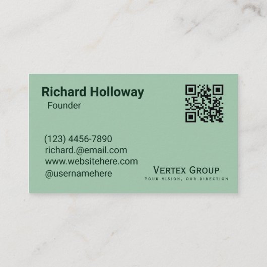 プロフェッショナルお洒落はっきりしたモダンダークグリーンクリーン 名刺 (裏面)