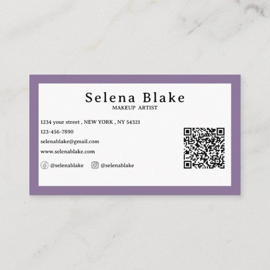 プロフェッショナルお洒落シックなミニマルデザインとQR 名刺 (裏面)