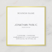 プロフェッショナルお洒落デザインエレガント金ゴールドプレインラックス スクエア名刺 (正面)