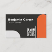 プロフェッショナルお洒落白黒オレンジモダンクリーン 名刺 (正面)