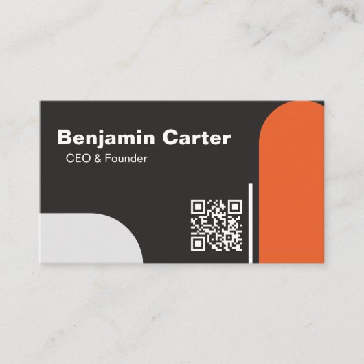 プロフェッショナルお洒落白黒オレンジモダンクリーン 名刺 (正面)