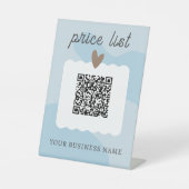 プロフェッショナルかわいいライトブルーQRコード価格表 台座サイン (正面)