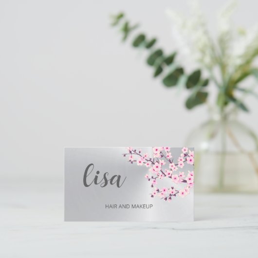 プロフェッショナルさくらんぼブロッサムピンクシルバービジネスC 名刺 (スタンド正面)