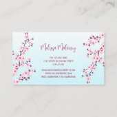 プロフェッショナルさくらんぼブロッサムピンクターコイズフローラ 名刺 (裏面)