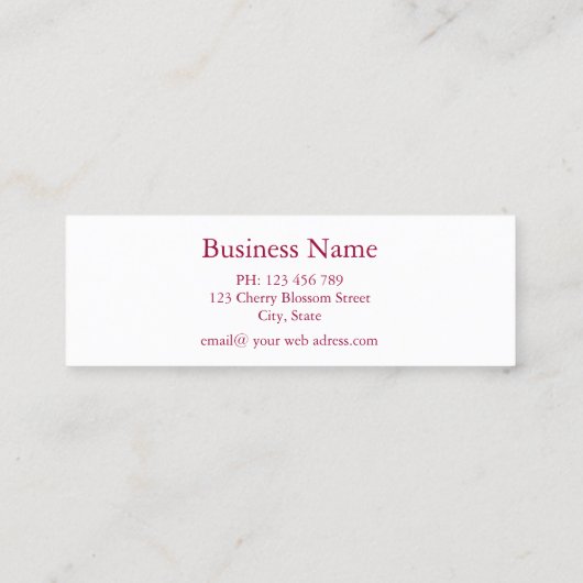 プロフェッショナルさくらんぼ花ズピンクホワイト スキニー名刺 (裏面)