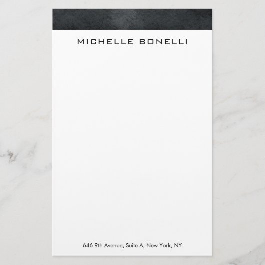 プロフェッショナルでエレガントなモダンなグレーとホワイトのミニマリスト 便箋 (正面)