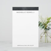 プロフェッショナルでエレガントなモダンなグレーとホワイトのミニマリスト 便箋 (スタンド正面)