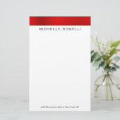 プロフェッショナルでエレガントなモダンな赤と白のミニマル 便箋 (スタンド正面)