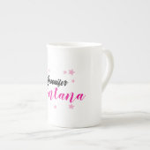 プロフェッショナルでエレガントなモダン ミニマリスト名 ボーンチャイナマグカップ (正面右)