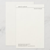 プロフェッショナルでエレガントな白いプレーンなミニマリストモダン 便箋 (正面/裏面)