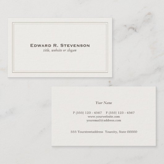 プロフェッショナルとオフエレガントホワイト名刺 名刺 (正面/裏面)