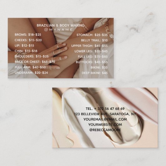 プロフェッショナルとシックforブラジル&体Waxing 名刺 (正面/裏面)