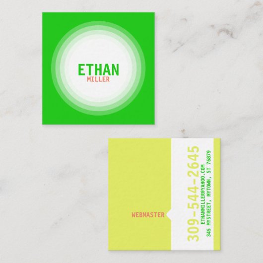 プロフェッショナルと現在の個人 スクエア名刺 (正面/裏面)