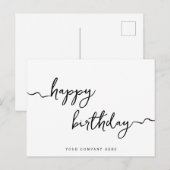 プロフェッショナルなスクリプトの誕生日ビジネスカード ポストカード (正面/裏面)