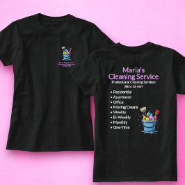プロフェッショナルなハウスクリーニングサービス 女性 ブラック Tシャツ