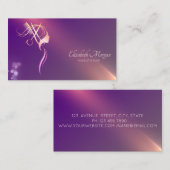 プロフェッショナルなハサミの少女のシルエット 紫 名刺 (正面/裏面)