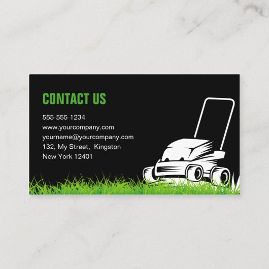 プロフェッショナルなブラックとグリーンの芝生管理と造園 予約カード (裏面)