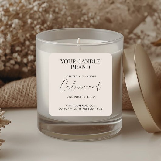 プロフェッショナルなミニマルキャンドルラベル スクエアシール