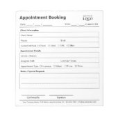 プロフェッショナルなモダンな予定リマインダーロゴ ノートパッド (正面)