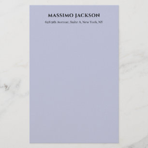 プロフェッショナルなライラックカラーのモダンでミニマルな名前 便箋