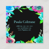 プロフェッショナルな挨拶に最適なカラフルで鮮やかな花々 スクエア名刺 (裏面)