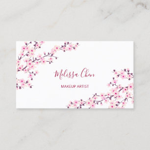 プロフェッショナルな桜の花ピンクの白いサロン 名刺