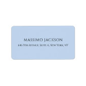 プロフェッショナルな淡い青色のモダンなミニマリストの名前 ラベル (正面)
