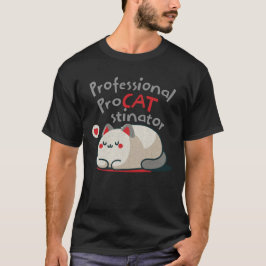 プロフェッショナルな猫の怠けものがプリントされたシャツ Tシャツ