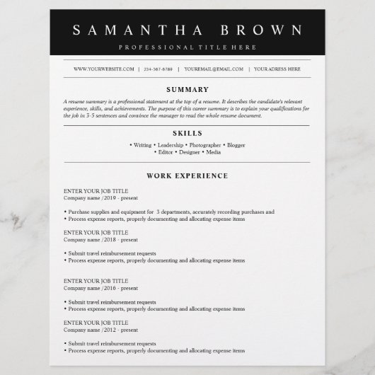 プロフェッショナルな職務経歴書 (正面)