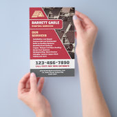 プロフェッショナルな赤い屋根工事サービス チラシ (ハンドル)
