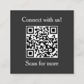 プロフェッショナルな黒と白のロゴQRコード スクエア名刺 (裏面)