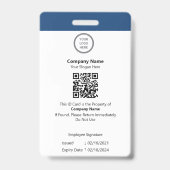 プロフェッショナルのカスタマイズ可能な従業員ID バッジ (裏面)
