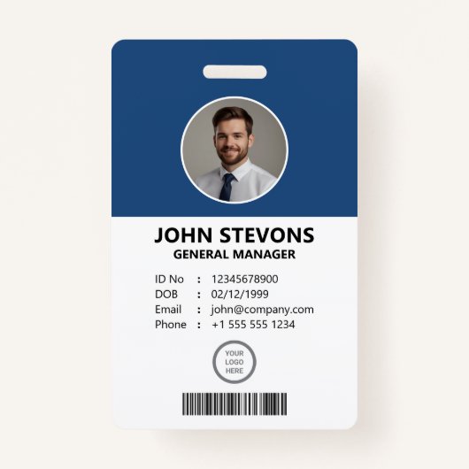 プロフェッショナルのカスタマイズ可能な従業員ID バッジ (正面)