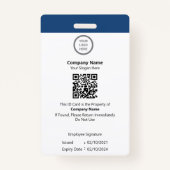 プロフェッショナルのカスタマイズ可能な従業員ID バッジ (裏面)