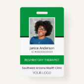 プロフェッショナルの写真の緑の従業員IDバッジ バッジ (正面)