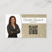 プロフェッショナルの微妙な金ゴールドカスタムグリッター写真QR 名刺 (正面)