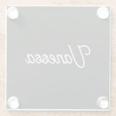 プロフェッショナルの手書き名カスタム黒 ガラスコースター (裏面)