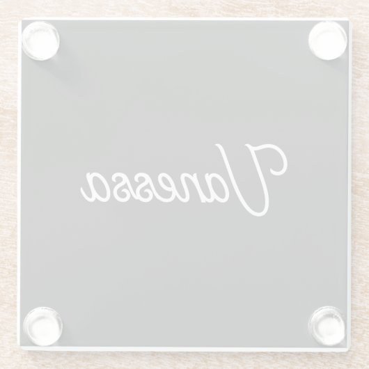 プロフェッショナルの手書き名カスタム黒 ガラスコースター (裏面)