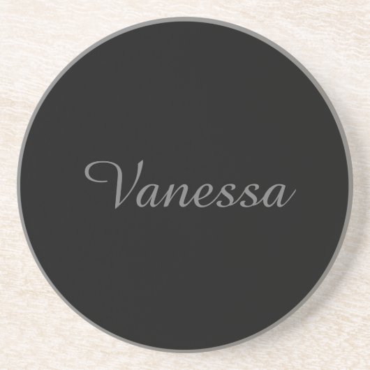 プロフェッショナルの手書き名カスタム黒 コースター (正面)