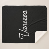 プロフェッショナルの手書き名カスタム黒 シェルパブランケット (正面(横))