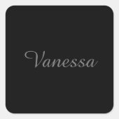 プロフェッショナルの手書き名カスタム黒 スクエアシール (正面)