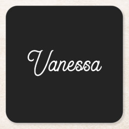 プロフェッショナルの手書き名カスタム黒 スクエアペーパーコースター