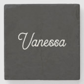 プロフェッショナルの手書き名カスタム黒 ストーンコースター (正面)