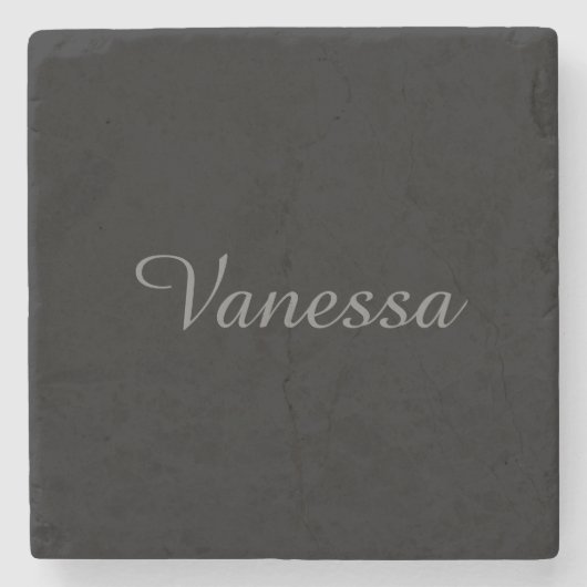 プロフェッショナルの手書き名カスタム黒 ストーンコースター (正面)