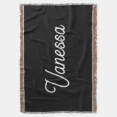 プロフェッショナルの手書き名カスタム黒 スローブランケット (正面縦)