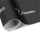 プロフェッショナルの手書き名カスタム黒 ラッピングペーパー (ロールコーナー)