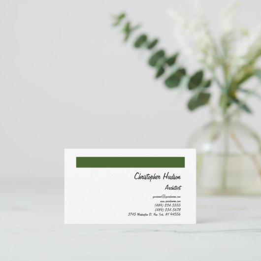 プロフェッショナルの森の緑の白い平野の建築家 名刺 (スタンド正面)